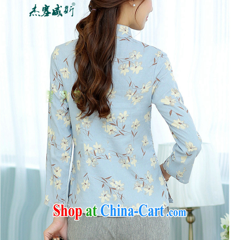 Jessup, China wind spring and summer women improved Chinese Antique linen stamp duty, for long-sleeved hand-tie Chinese shirt T-shirt, long-sleeved sweater, a flower M, Jessup, and shopping on the Internet