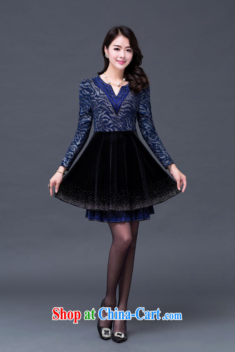 Tze-The 2014 autumn and winter new V collar 100 hem, scouring pads stamp nail Pearl dresses SSF - 1497 blue XXXXXL pictures, price, brand platters! Elections are good character, the national distribution, so why buy now enjoy more preferential! Health