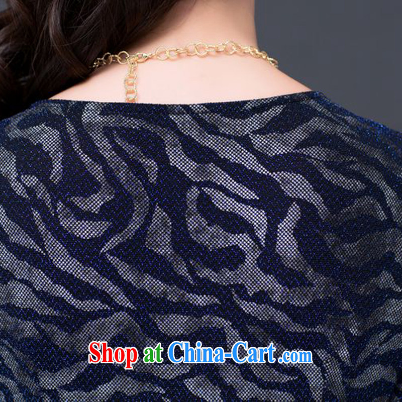 Tze-The 2014 autumn and winter new V collar 100 hem gold velour stamp nail Pearl dresses SSF - 1497 blue XXXXXL, JA, and shopping on the Internet