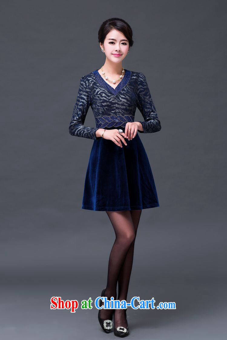 JA the 2014 autumn and winter, new larger staples V Pearl collar stamp Kim velvet dress SSF - 1498 blue XXXXXL pictures, price, brand platters! Elections are good character, the national distribution, so why buy now enjoy more preferential! Health