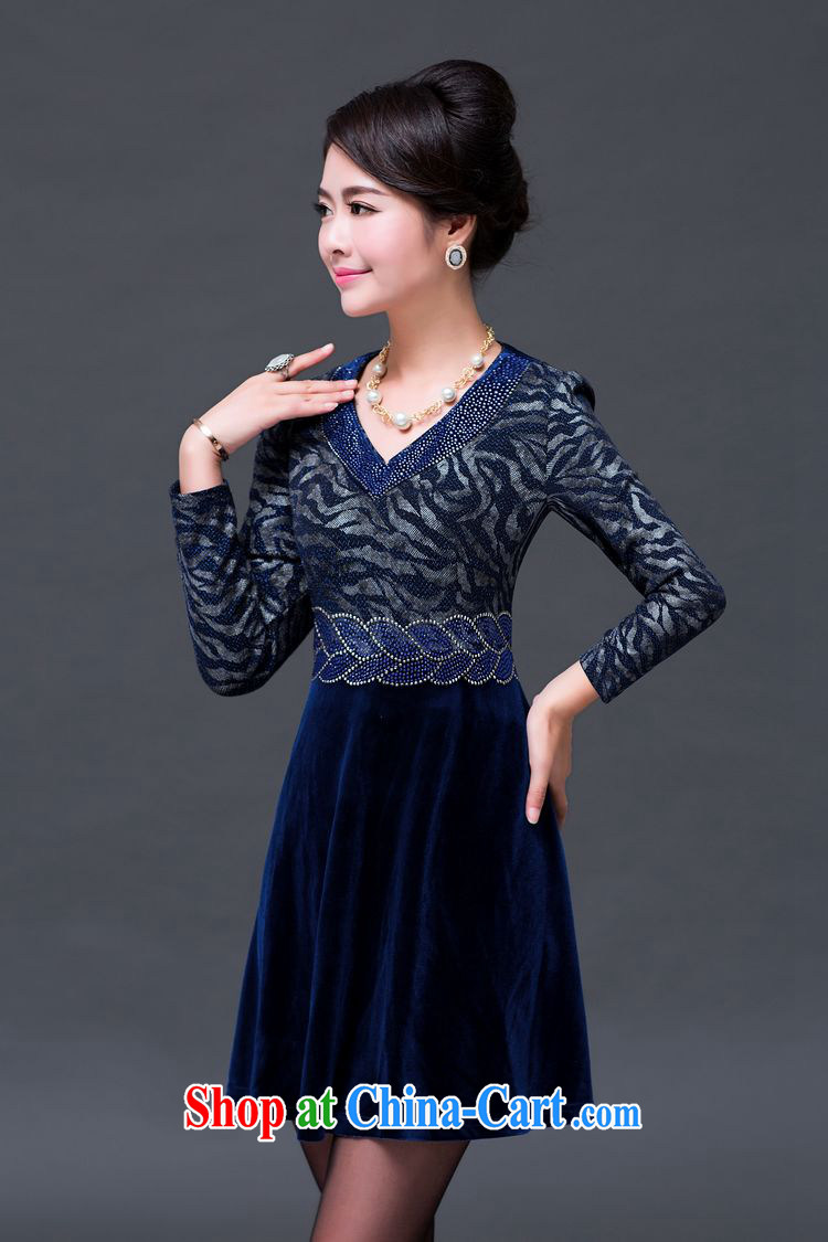 JA the 2014 autumn and winter, new larger staples V Pearl collar stamp Kim velvet dress SSF - 1498 blue XXXXXL pictures, price, brand platters! Elections are good character, the national distribution, so why buy now enjoy more preferential! Health