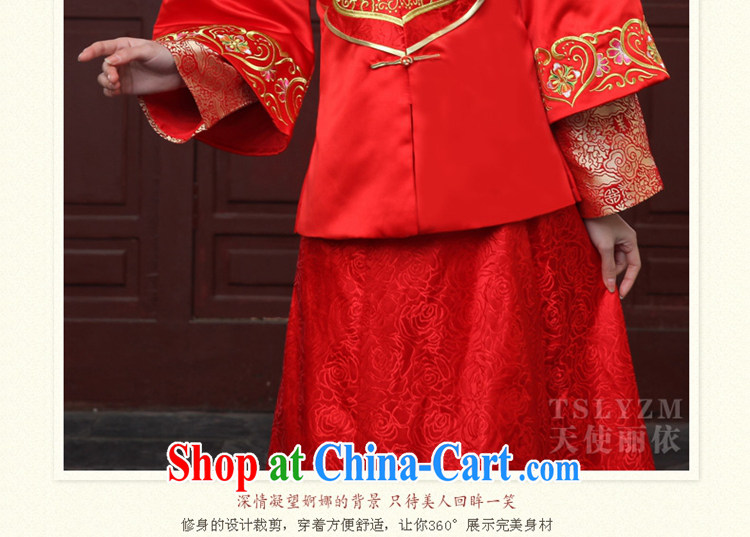 Tslyzm marriages married Yi wedding clothes dress Chinese wedding embroidery classic qipao cheongsam embroidered Sau Wo service costumed show kimono Dragon skirt use use red XS pictures, price, brand platters! Elections are good character, the national distribution, so why buy now enjoy more preferential! Health