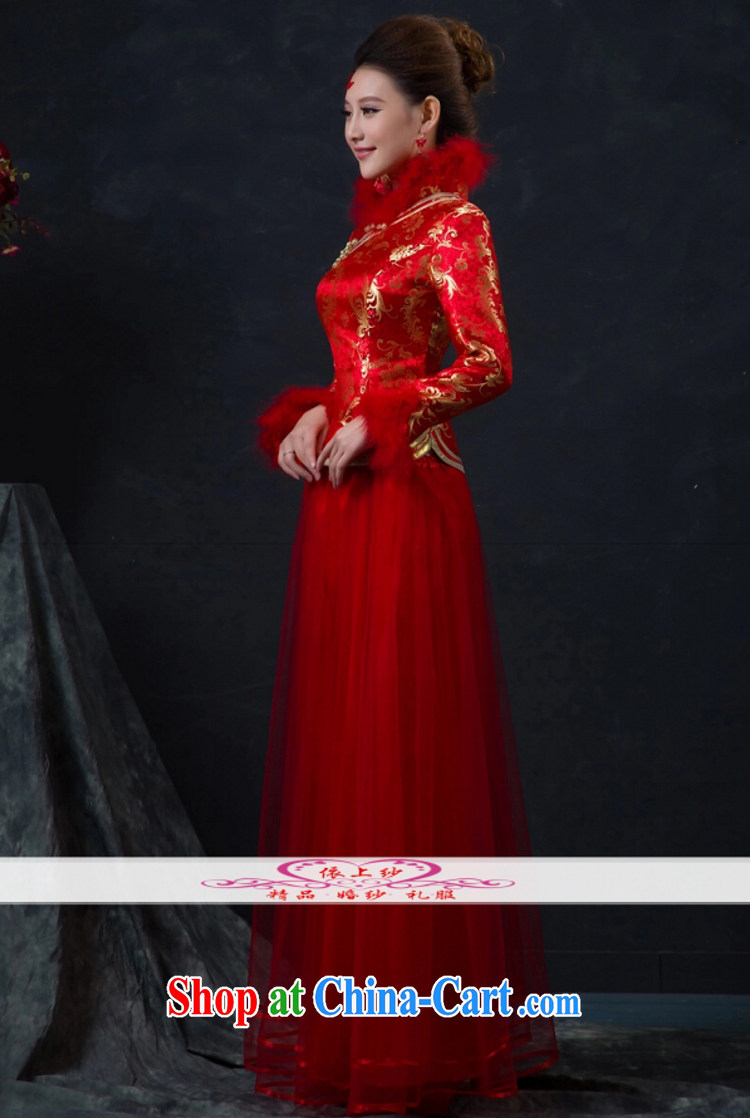 According to the 2015 Uganda new bride toast serving red long dresses retro wedding dresses dress fall and winter long-sleeved dresses Red. size is not final pictures, price, brand platters! Elections are good character, the national distribution, so why buy now enjoy more preferential! Health