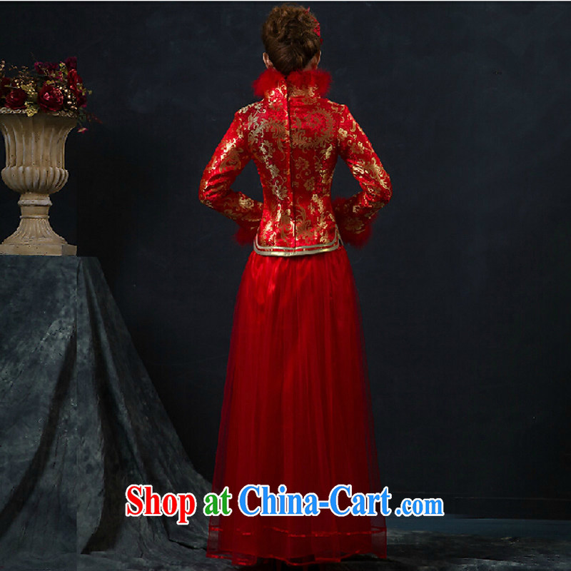 According to the 2015 Uganda new bride's toast serving red long dresses, Retro wedding dresses wedding dresses fall and winter long-sleeved dresses Red. size is not final, Yong Yan good offices, shopping on the Internet