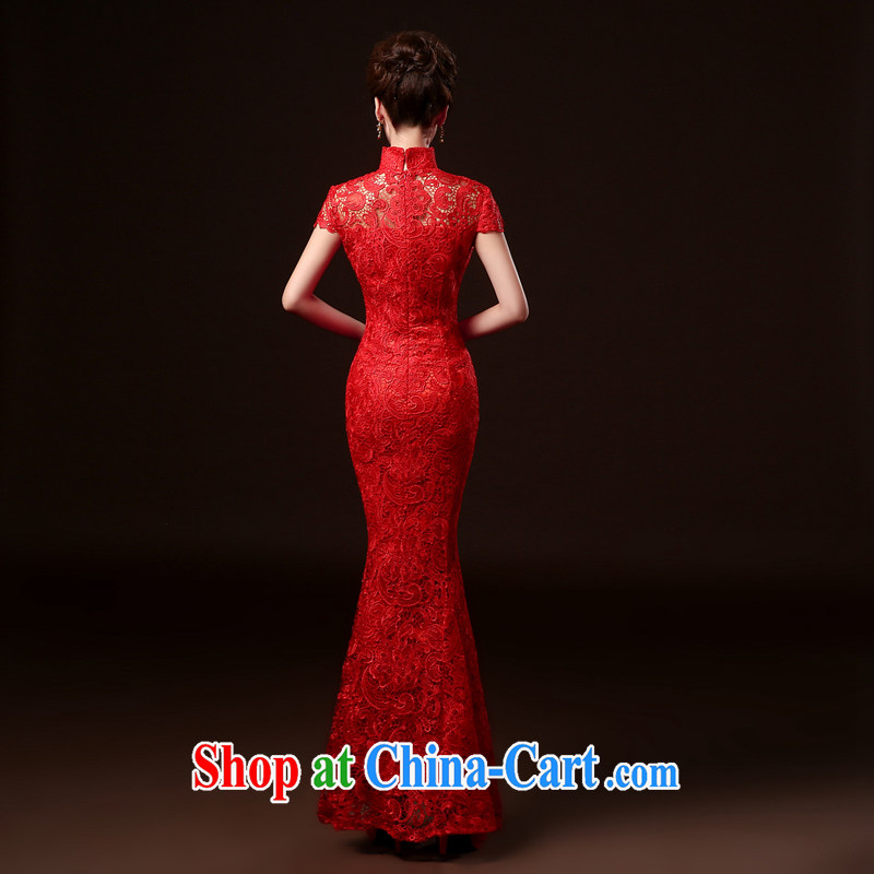Ting Beverly toast clothing stylish bridal wedding dresses new 2014 long cultivating crowsfoot embroidery lace wedding dress female Red XXL Ting, Beverly (tingbeier), online shopping