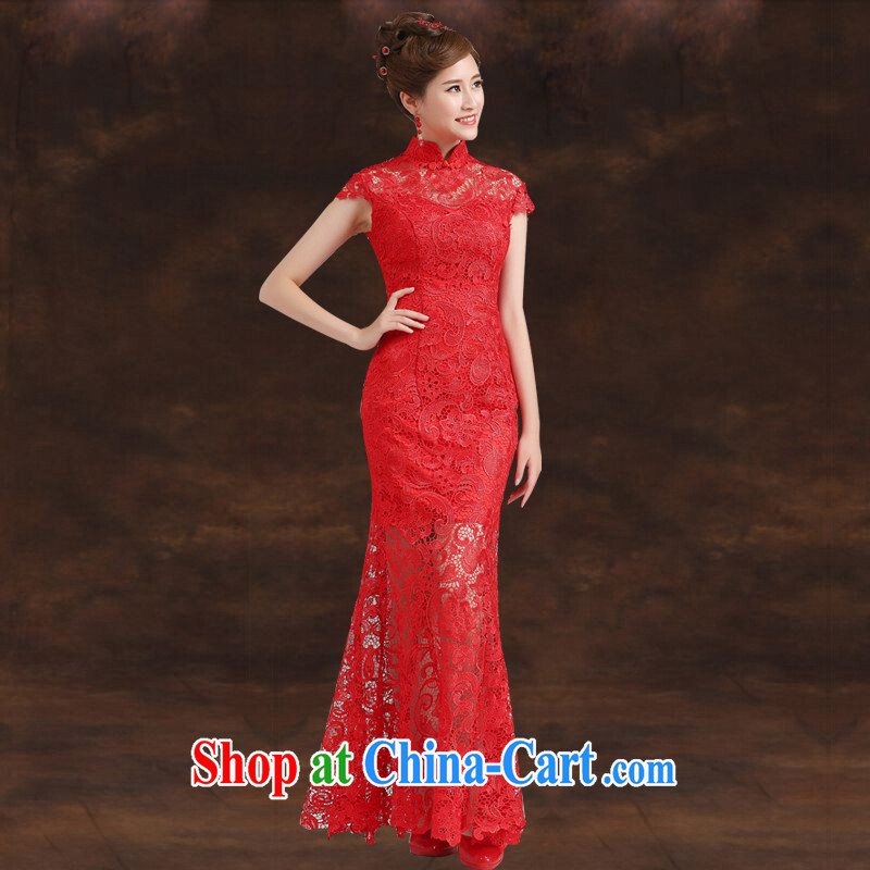 Ting Beverly toast clothing stylish bridal wedding dresses new 2014 long cultivating crowsfoot embroidery lace wedding dress female Red XXL Ting, Beverly (tingbeier), online shopping