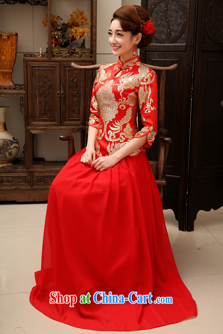 Rain is still clothing bridal wedding dresses wedding dresses fall and winter improved wedding toast serving the doors long cheongsam QP 457 red long-sleeved XXL pictures, price, brand platters! Elections are good character, the national distribution, so why buy now enjoy more preferential! Health