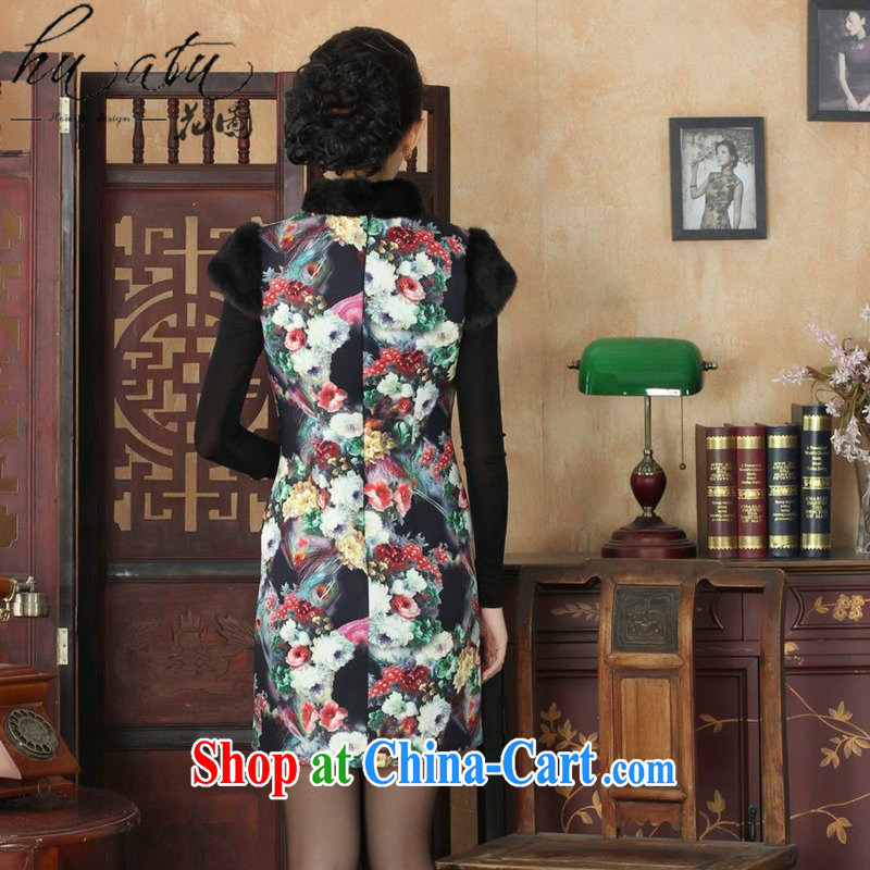 spend the winter clothes New Tang Women's clothes cheongsam Chinese improved, for flexible retro winter cotton short cheongsam 6 2 XL, flowers, and, shopping on the Internet