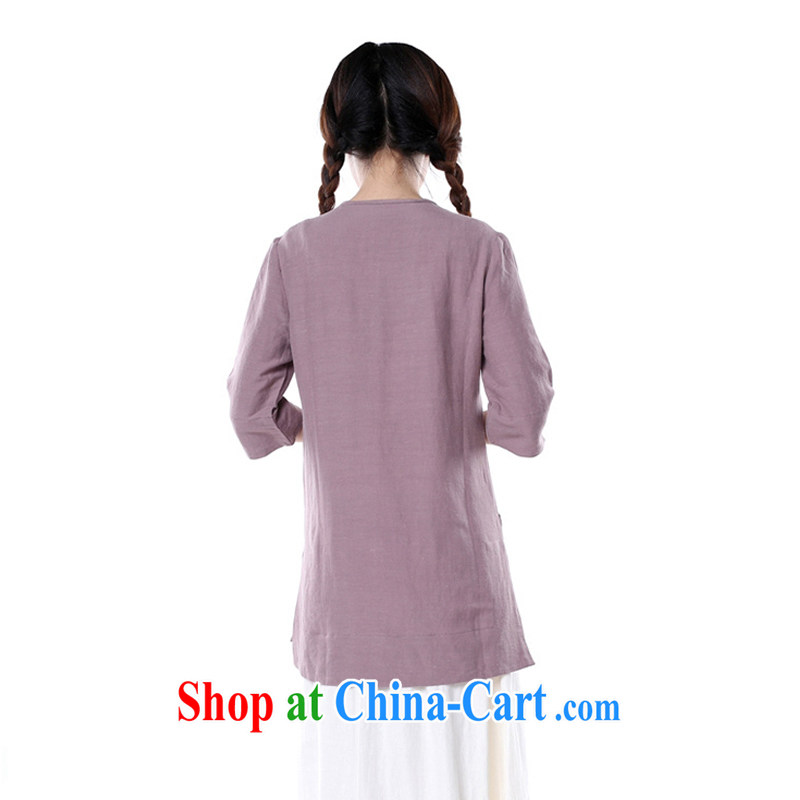 Chinese Antique ancient Chinese civilization, dresses T-shirt/China wind long-sleeved cotton Ma blouses purple XL XL, LO . MU Beauty, shopping on the Internet