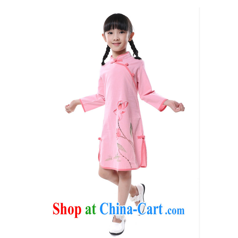Autumn 2014 the mother and the child/China wind antique hand-painted cheongsam dress/children's robe mother dresses picture color children's wear 7 135 CM, LO . MU Beauty, shopping on the Internet