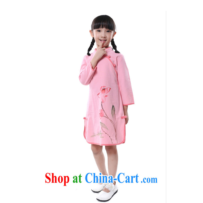 Autumn 2014 the mother and the child/China wind antique hand-painted cheongsam dress/children's robe mother dresses picture color children's wear 7 135 CM, LO . MU Beauty, shopping on the Internet