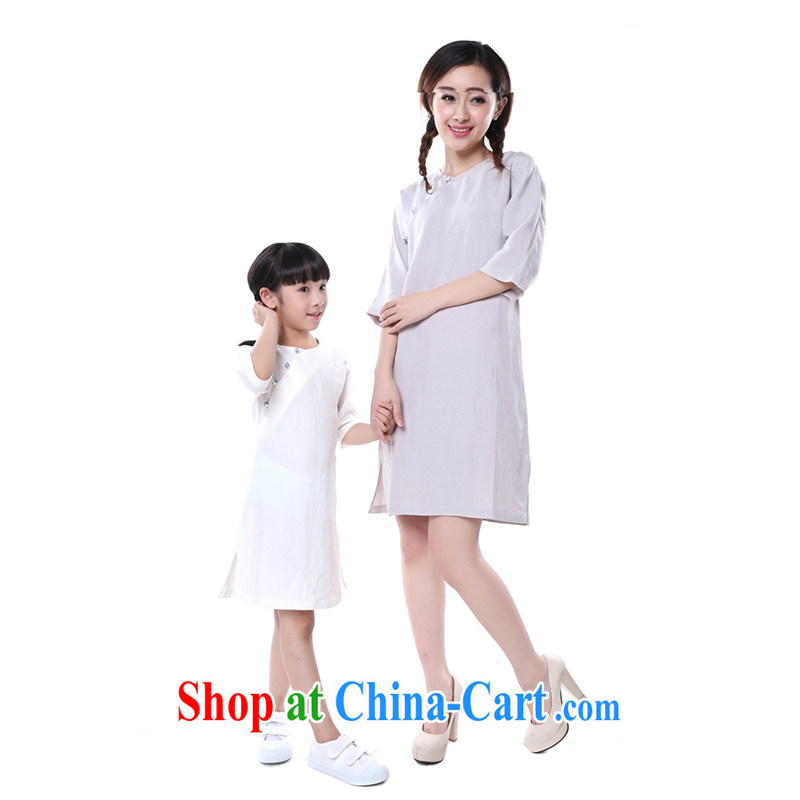 The Commission cotton dress parent-child/original pixel color lounge dresses and women's clothing/long-sleeved clothes skirt light purple children 7 135 CM, LO . MU Beauty, qipao/Tang, and shopping on the Internet