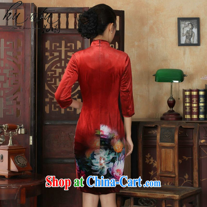 Spend the autumn and the New Tang Women's clothes, cheongsam collar Chinese hand-painted ethnic wind-scouring pads beauty cheongsam dress 7 cuff 4 2 XL, figure, and, shopping on the Internet