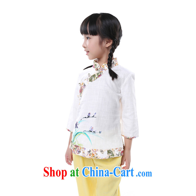 In autumn 2014 the female/China wind cotton Ma hand-painted T-shirt/spring, long-sleeved package mail white hand-painted children's wear 7 135 CM, LO . MU Beauty, shopping on the Internet