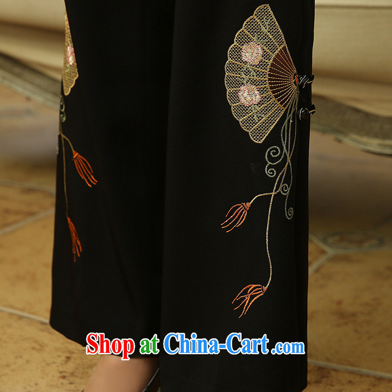 The CYD HO Kwun Tong' Fan Dance 2014 autumn and winter clothing new short pants, Ms. Shen embroidered black trousers K 4502 black 22, Sau looked Tang, shopping on the Internet