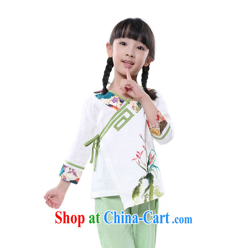 Retro Han-Chinese qipao/sleeveless parent-child with mother and daughter, with China wind cotton Ma hand-painted white adults, M code (the Code), LO . MU Beauty, shopping on the Internet