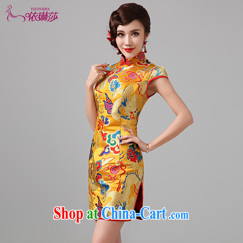 2015 spring and summer new outfit New short bridal cheongsam dragon robe improved Chinese wedding toast kit to do a custom-tailored