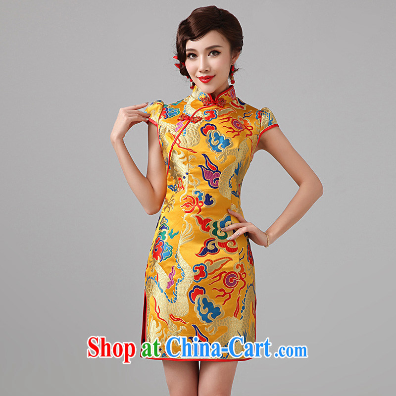 2015 spring and summer new outfit New short bridal cheongsam dragon robe improved Chinese wedding toast kit to do a custom-tailored, according to Lin, Elizabeth, and shopping on the Internet