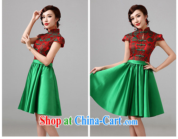 2015 New Evening Dress improved cheongsam green dress short erase chest Princess small dress tailored pictures, price, brand platters! Elections are good character, the national distribution, so why buy now enjoy more preferential! Health
