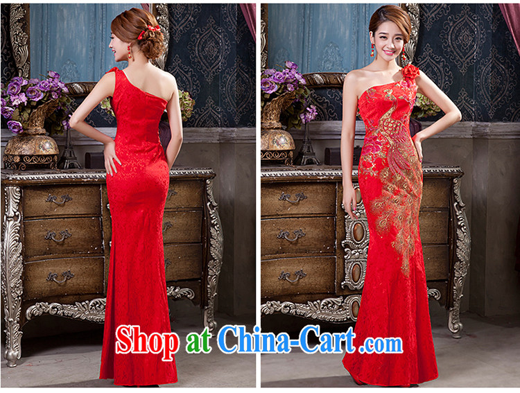 2014 New Red cheongsam long, improved cultivation and stylish single shoulder marriages bows dresses skirt tailored pictures, price, brand platters! Elections are good character, the national distribution, so why buy now enjoy more preferential! Health