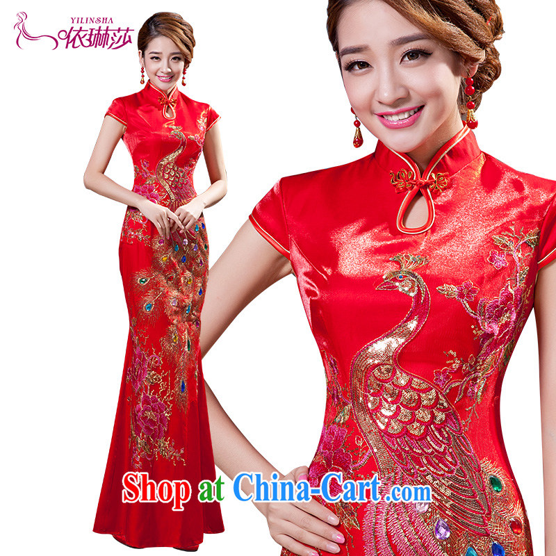 Chinese improved in short, long, short-sleeved qipao gown of Ethnic Wind beauty floral bridal wedding dresses XL, according to Lin, Elizabeth, and shopping on the Internet