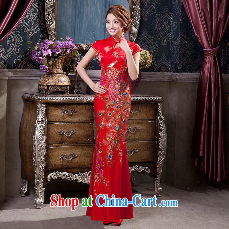 Chinese improved in short, long, short-sleeved qipao gown of Ethnic Wind beauty floral bridal wedding dresses XL, according to Lin, Elizabeth, and shopping on the Internet