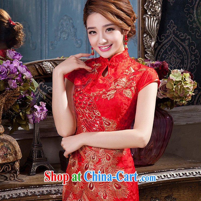 2015 new Chinese improved short cheongsam beauty bridal wedding toast clothing cheongsam dress tailored, according to Lin, Elizabeth, and shopping on the Internet