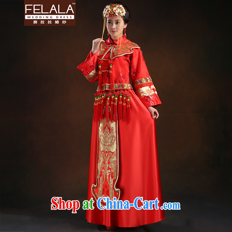 Ferrara 2015 bride Chinese antique dresses, long-serving reel toast serving pregnant women serving XL Suzhou shipping, La wedding (FELALA), online shopping
