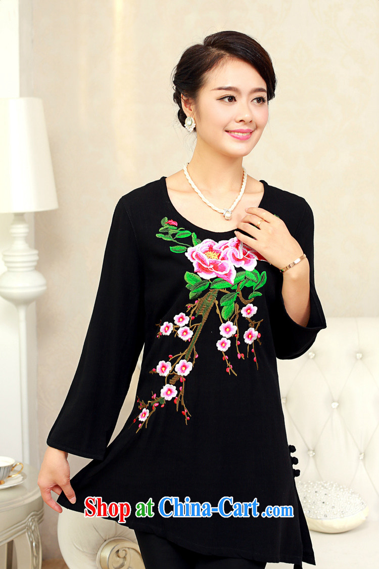Barbie charm and Asia 2014 autumn and winter girls decorated in old cotton embroidered Chinese T-shirt FGRS black XXXL pictures, price, brand platters! Elections are good character, the national distribution, so why buy now enjoy more preferential! Health