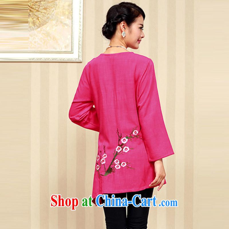 2014 Korean version in cultivating older stylish cotton embroidered Chinese shirt FGRS better red XXXL, charm and Barbara (Charm Bali), shopping on the Internet