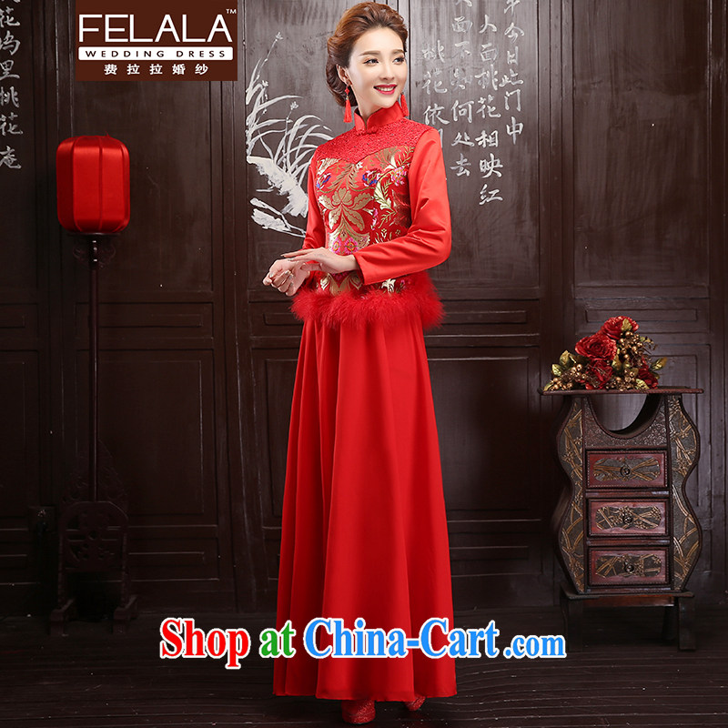 La winter 2015 new bridal dresses long sleeved winter clothes long wedding dresses improved retro dresses XL Suzhou shipping, La wedding (FELALA), online shopping