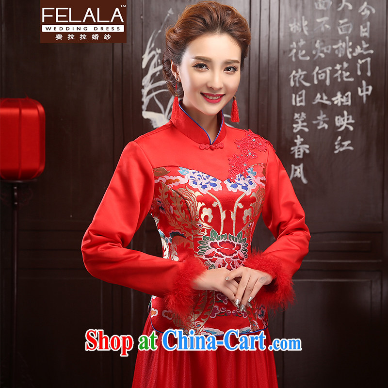Ferrara 2015 New red-waist long, thick plush clip-robes bows serving XL Suzhou shipping, La wedding (FELALA), and shopping on the Internet