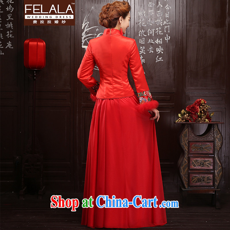 Ferrara red 2015 new winter clothes bridal toast cheongsam long-sleeved gown, winter cheongsam dress winter XL Suzhou shipping, La wedding (FELALA), shopping on the Internet