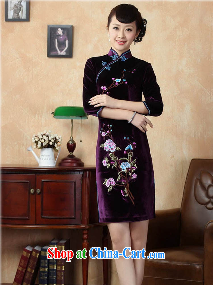 Ko Yo vines into exciting and 2015 spring and summer new, 7 cuff improved manual embroidery stretch the velvet cheongsam dress Chinese-short cheongsam dress TD 0010 black 175/2 XL pictures, price, brand platters! Elections are good character, the national distribution, so why buy now enjoy more preferential! Health