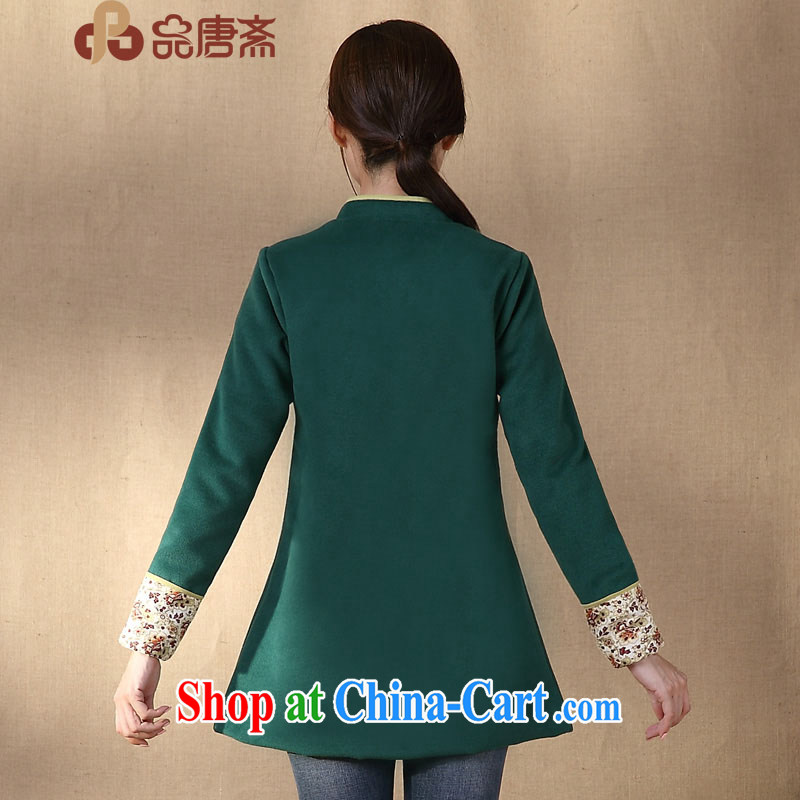 Mr Henry Tang, Id al-Fitr 2014 autumn and winter clothes new Ethnic Wind long-sleeved cultivating improved cheongsam shirt dark green XL, Tang ID al-Fitr, shopping on the Internet