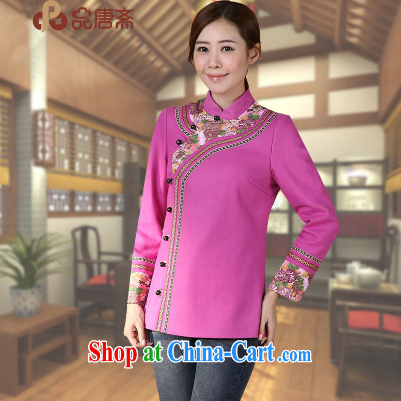 Mr Tang, Id al-Fitr 2014 autumn and winter clothes new Ethnic Wind long-sleeved loose improved cheongsam shirt purple XL