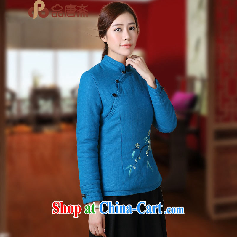 Mr Tang, Ramadan 2014 winter clothing new Ethnic Wind long-sleeved cultivating cotton quilted coat the cheongsam blue XL