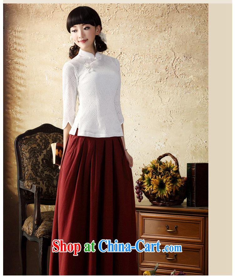 proverbial hero once and for all and gardenias, Knitted cuffs cheongsam shirt improved China wind Chinese Tang Women's clothes Ethnic Wind white XL pictures, price, brand platters! Elections are good character, the national distribution, so why buy now enjoy more preferential! Health