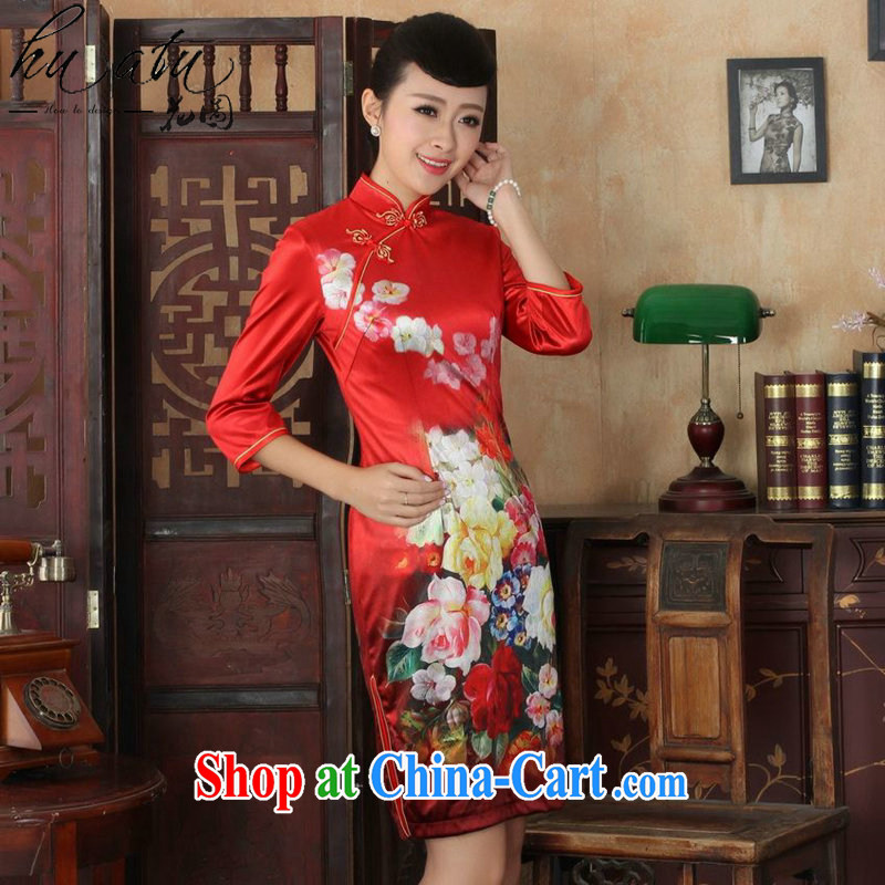 Take the dresses fall short with the new Chinese improved, for girls with the velvet poster cultivating cheongsam dress uniform performances such as figure 3 XL, spend, and shopping on the Internet