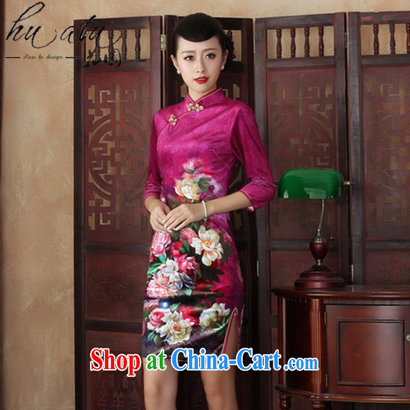 Take the Chinese Dress improved retro dresses, velvet cuff in the long autumn dresses, beauty and stylish dresses shown in Figure 2 XL, spend figure, and shopping on the Internet