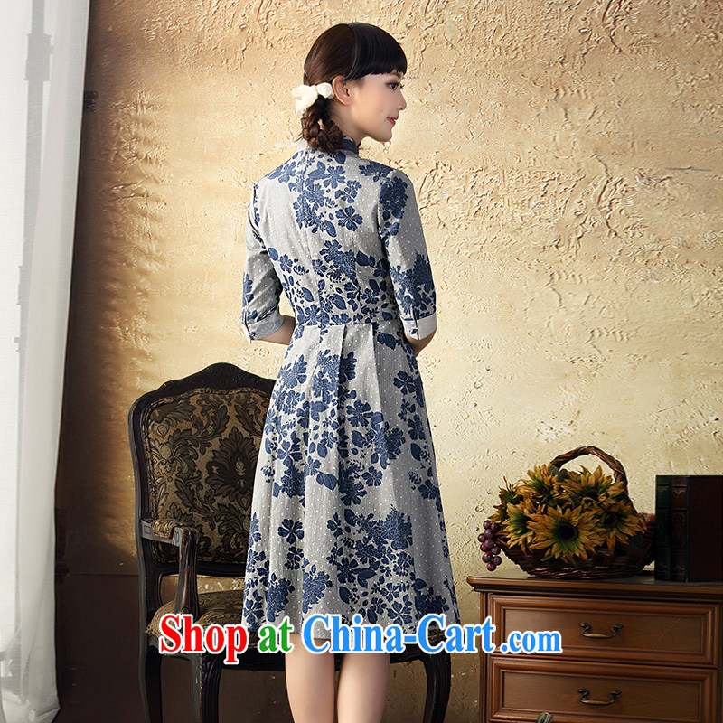 once and for all and Cheong Wa Dae fatally jealous rattan stamp cheongsam dress 2015 spring and summer, new China beauty in the wind skirt cuff possession XL Cheong Wa Dae, fatally jealous once and for all, on-line shopping