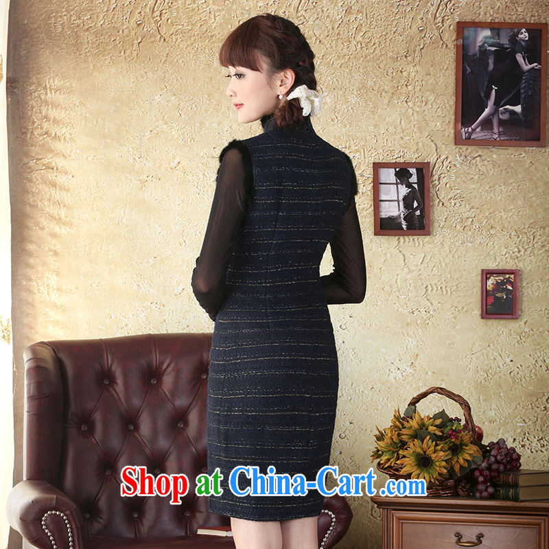 once and for all and star fatally jealous of high-end water marten hairs for cheongsam dress autumn and winter clothing new, improved wool dresses that skirt blue 2 XL, fatally jealous once and for all, and shopping on the Internet