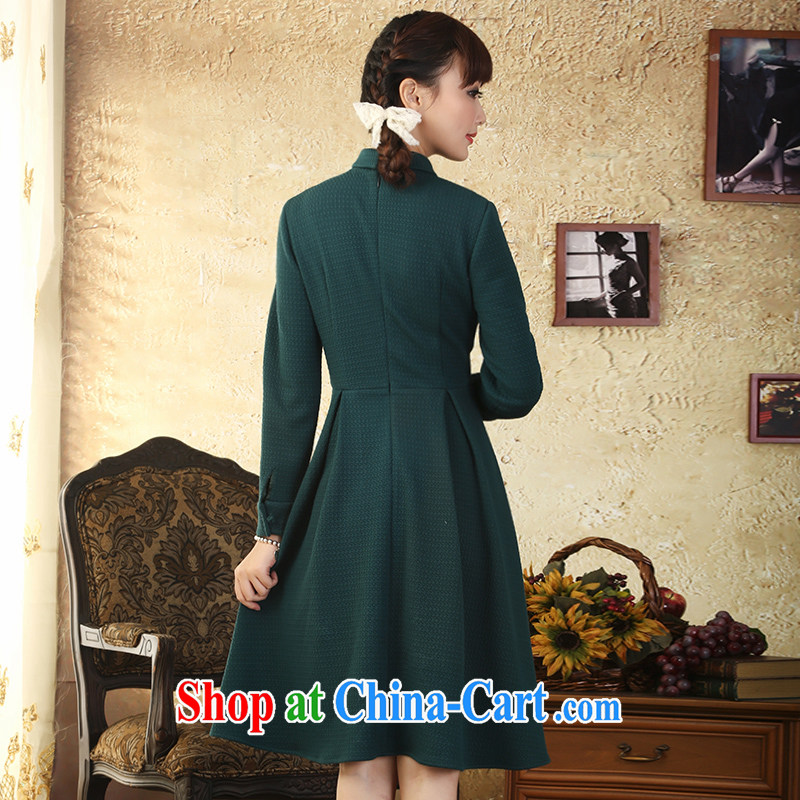 once and for all organizations fatally jealous Athena Chu Chinese Ethnic Wind 9 the cuff dress autumn and winter new retro art skirt green XL - 24 October shipment in future, once and for all, and proverbial hero, and Internet shopping