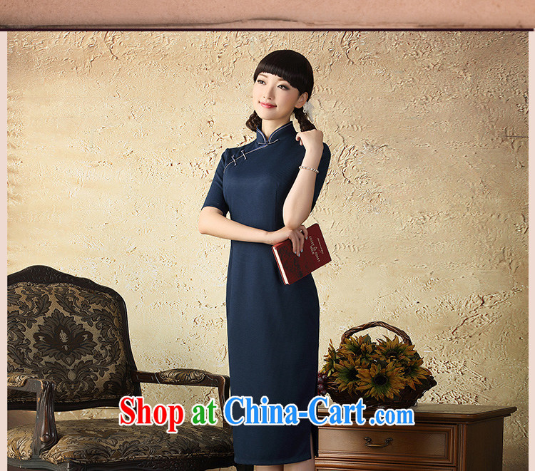 once and for all silence proverbial hero Shu cheongsam dress retro long, spring and autumn 2015 new cheongsam dress improved stylish beauty hidden cyan 2 XL pictures, price, brand platters! Elections are good character, the national distribution, so why buy now enjoy more preferential! Health