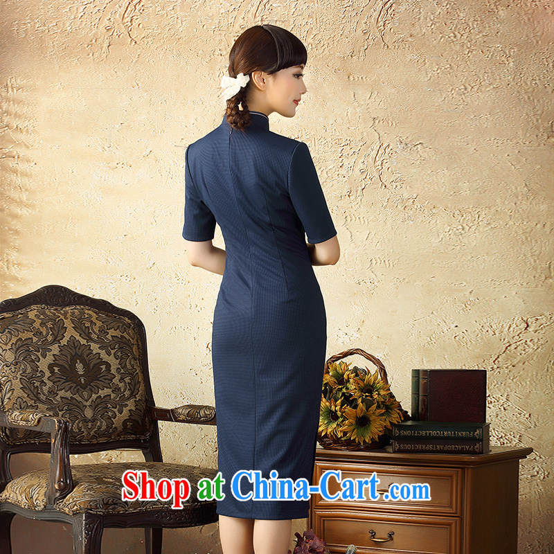 once and for all silence proverbial hero Shu cheongsam dress retro long, spring and autumn 2015 new cheongsam dress improved stylish beauty hidden cyan 2 XL, fatally jealous once and for all, and, on-line shopping