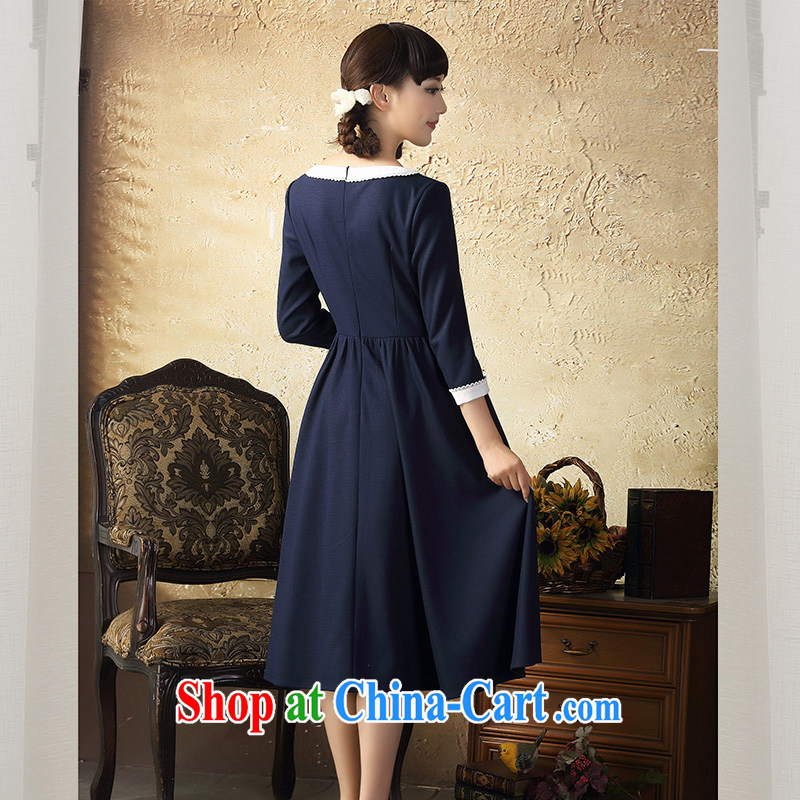 once and for all and fatally jealous waltz China wind round-collar large dresses fall and winter New National wind in cuff knitted dress hidden cyan 2 XL, fatally jealous once and for all, and, on-line shopping