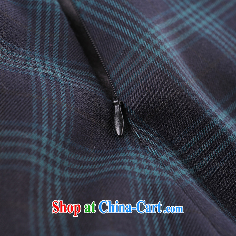 once and for all the proverbial hero Philip retro elegant plaid body skirt autumn new Chinese ethnic wind body dresses Diane green XL, fatally jealous once and for all, and shopping on the Internet
