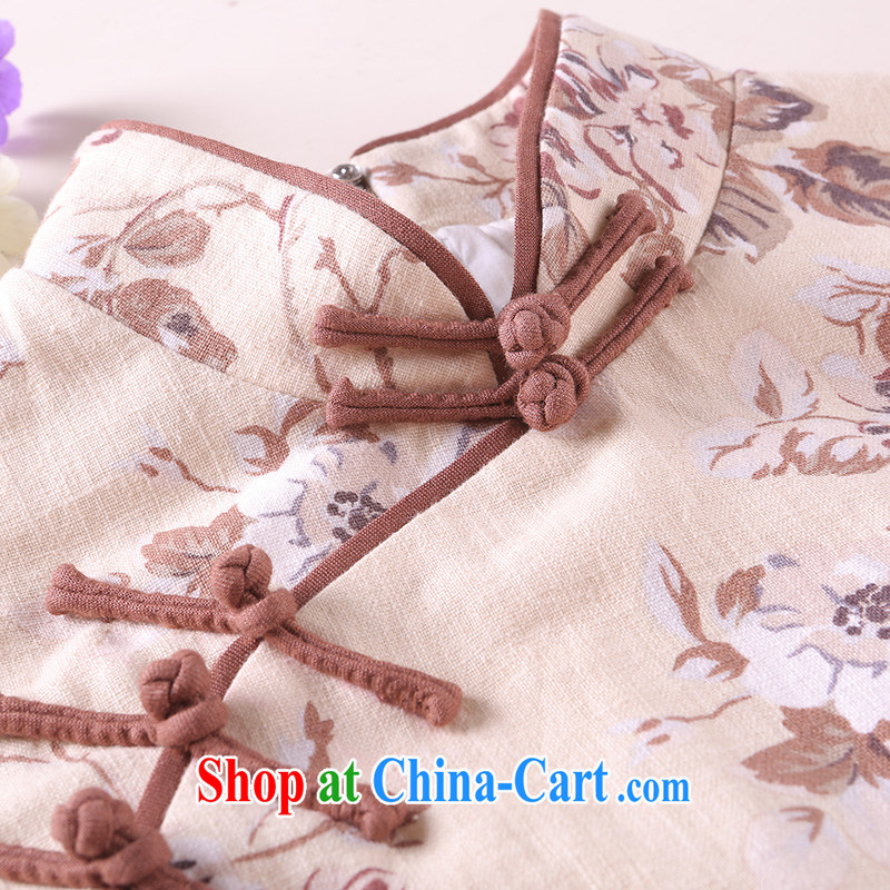 once and for all and fatally jealous 瑢 cotton linen stamp cheongsam dress 2015 spring and summer improved stylish cultivating the cotton robes-yi Baoying Chairman WONG XL, fatally jealous once and for all, and shopping on the Internet