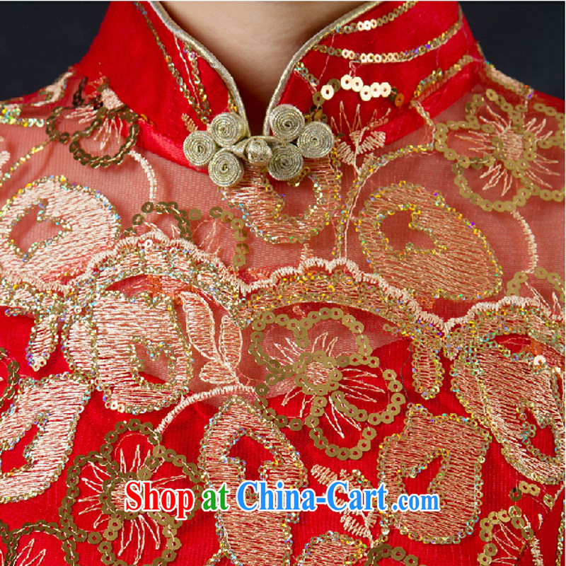 According to the 2015 Uganda new bridal dresses red wedding toast serving retro package shoulder-length, improved cheongsam dress Red. size will not be refunded, Yong Yan good offices, shopping on the Internet