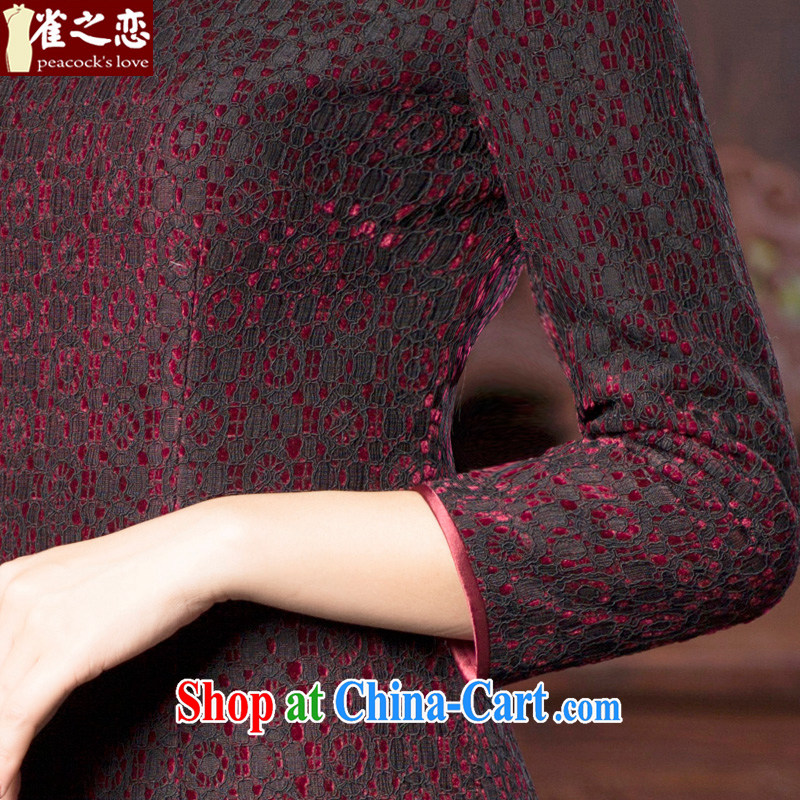 Birds love 2015 spring new lace wool composite cheongsam dress improved stylish long cheongsam shown in Figure XXL, birds love, and shopping on the Internet
